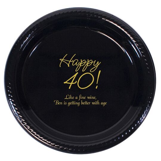 Elegant Happy 40th Plastic Plates
